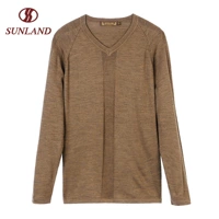 SUNLAND Canglang Cardigan Nam Mùa Thu và Mùa Đông Ấm Tinh Khiết Mượt Len Lỏng V-Cổ Dài Tay Áo Trung Niên áo len