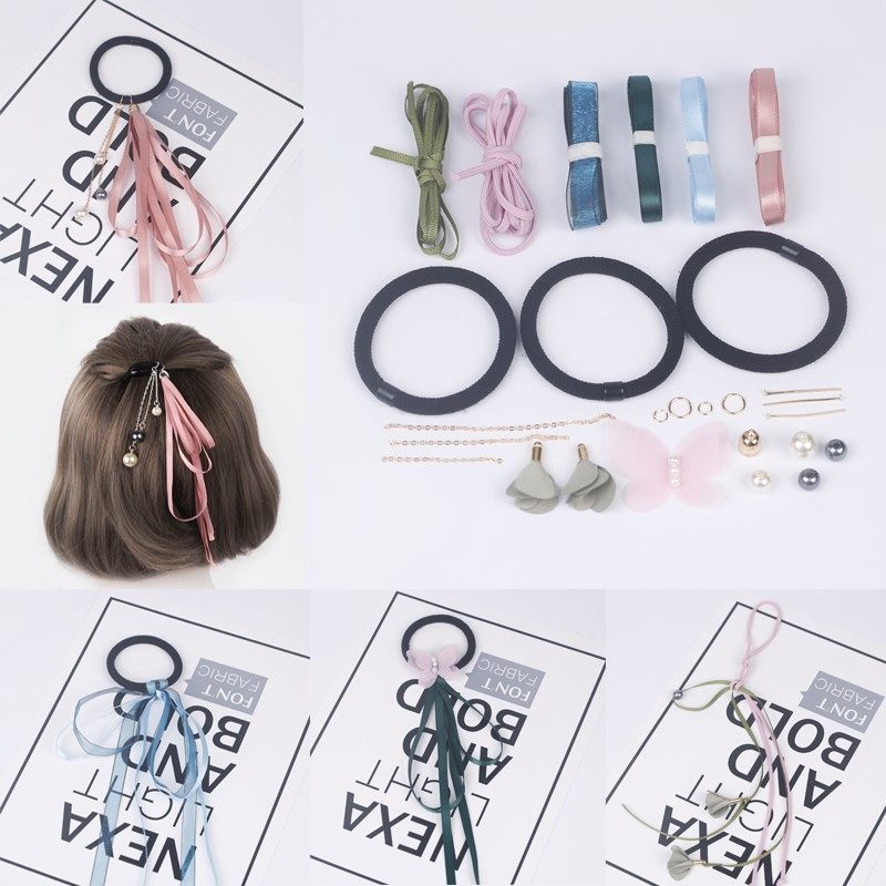 diy手工制作蝴蝶结发饰头饰发夹发卡材料包饰品配件丝带儿童套装