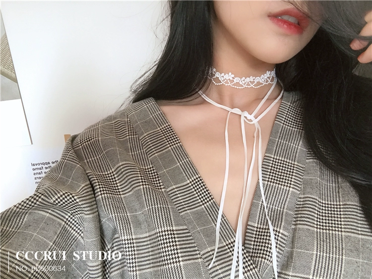 CCCRUI Ren Choker Vòng cổ nhung Trang sức đeo cổ Làm bằng tay Nhật Bản và Hàn Quốc Vòng cổ cổ ren của phụ nữ - Vòng đeo tay Cuff