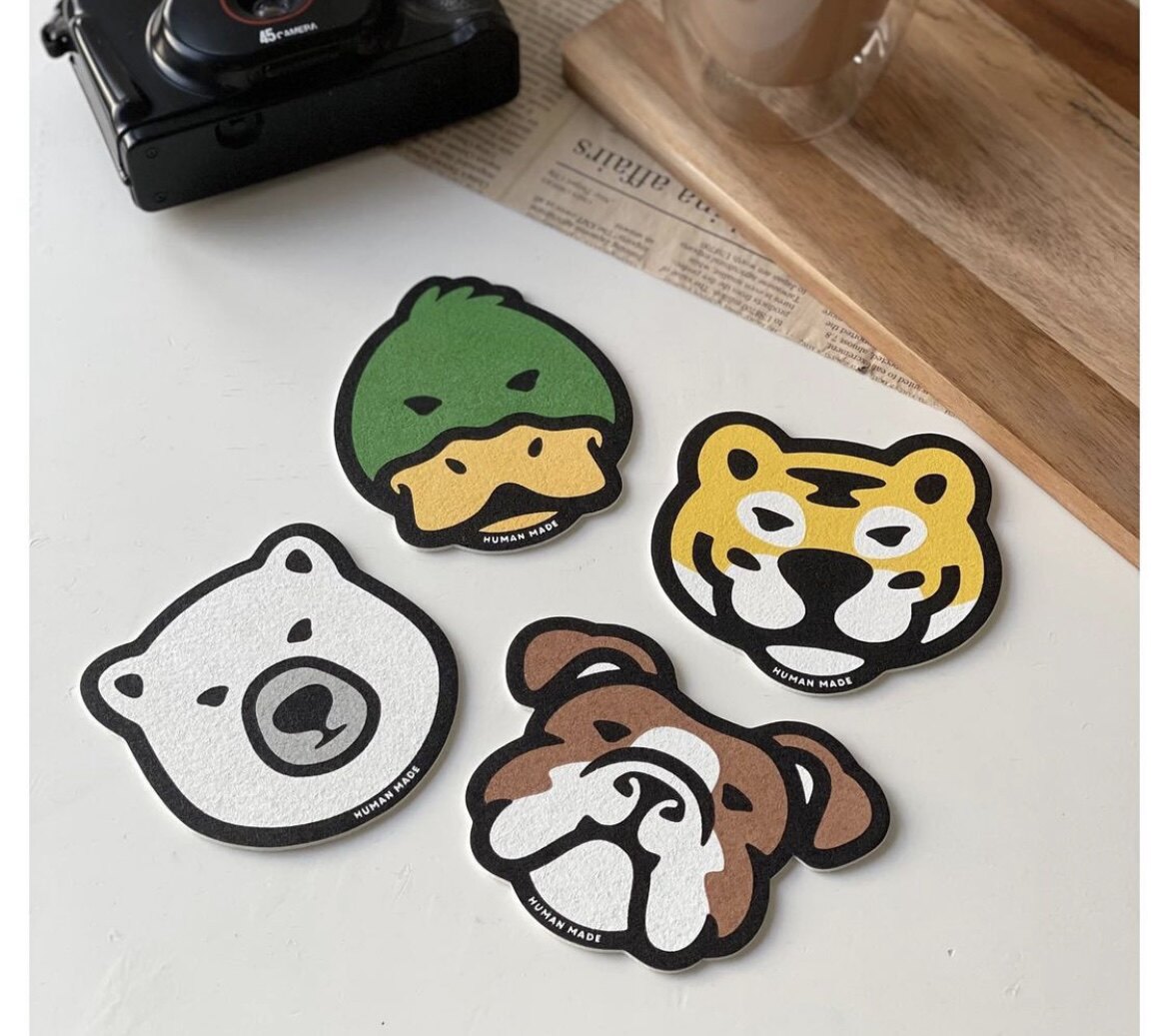 HUMANMADE FELT COASTER22ss new animal coaster felt fabric coffee coaster