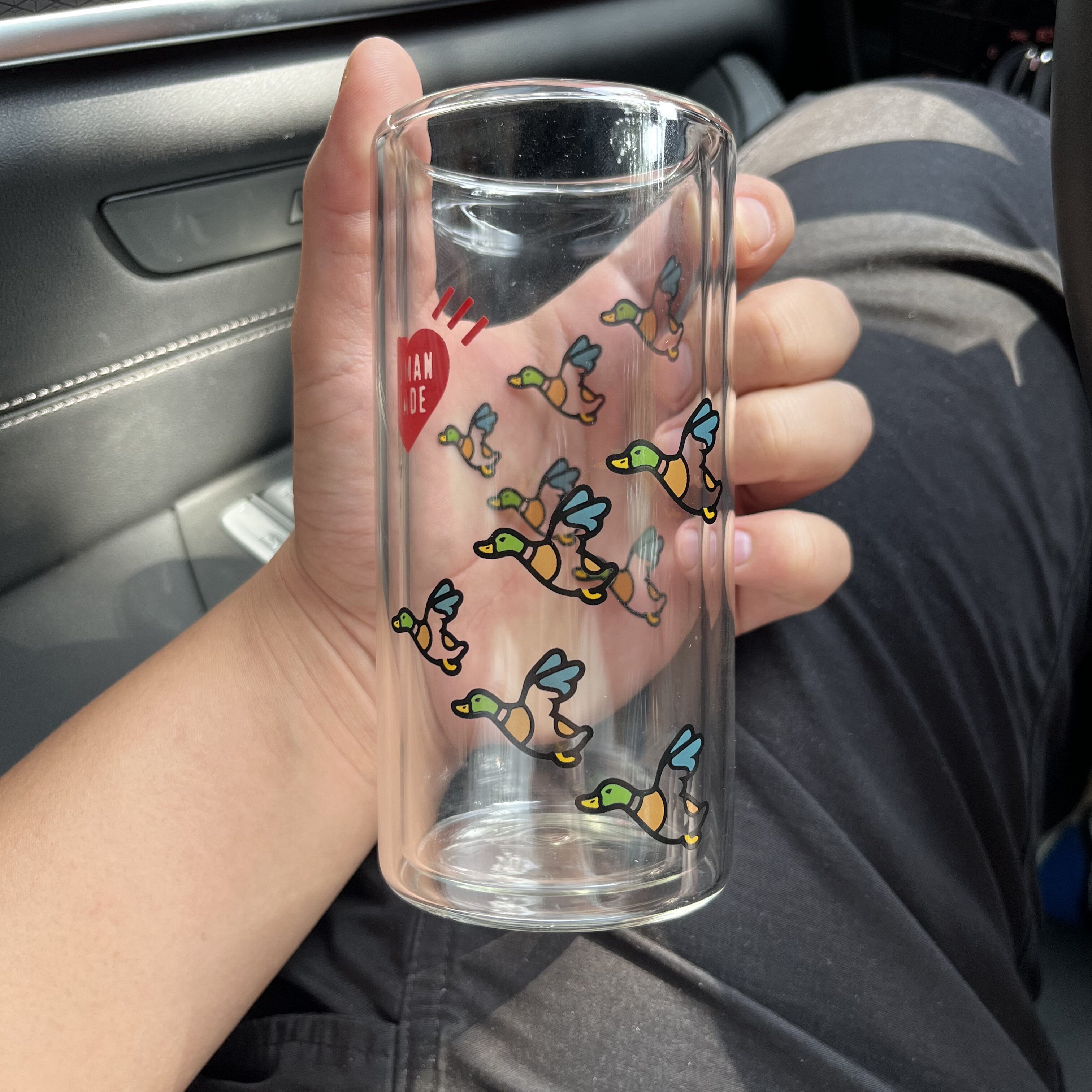 HUMANMADE GLASS TUMBLER Double Layer Glass Caring Duck Take Cup