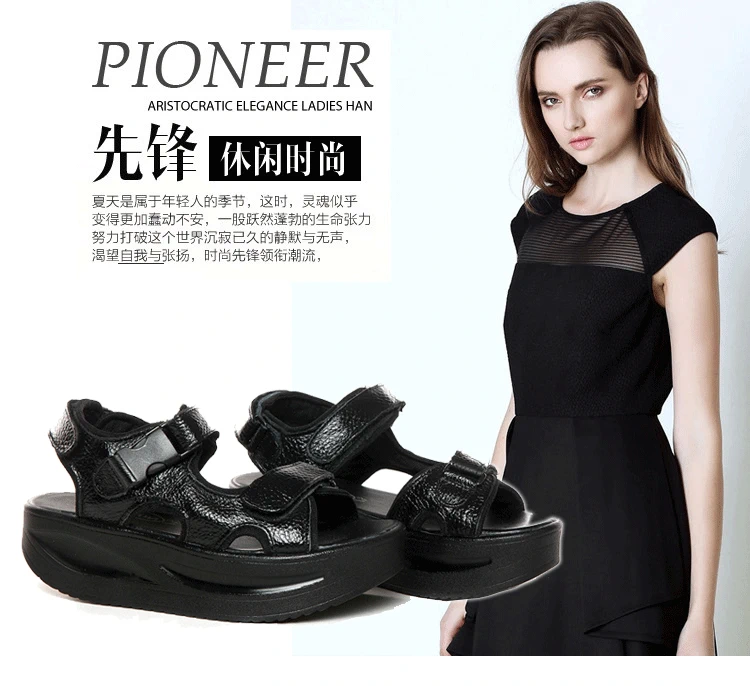 Mùa hè 2019 mới dép đế dày mới nêm nữ thể thao và giải trí Giày đế bệt La Mã phiên bản Hàn Quốc của bánh xốp giày nữ - Sandal