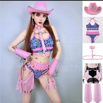 Nightclub bar performance clothing gogo performance clothing new pink blue punk denim party atmosphere clothing ds guest clothing