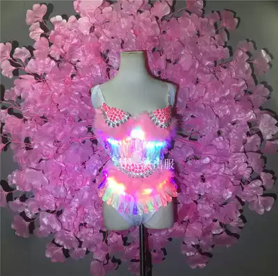 Nightclub bar Pink leaves Big wings backplane Valentine's Day theme show Party costume Sexy bikini