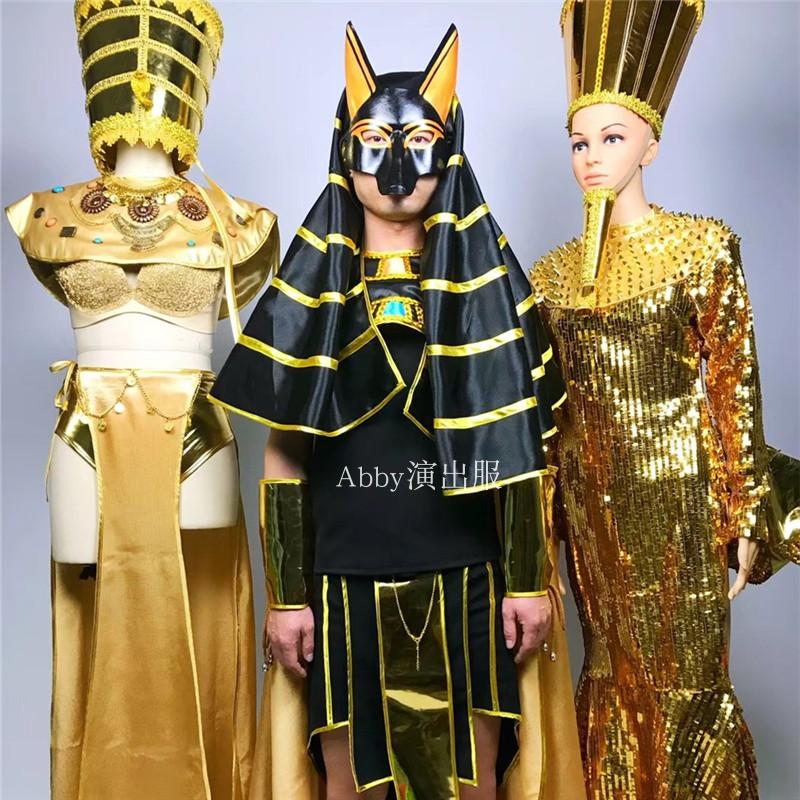 Nightclub Bar Girl Singer Dance Dance Dance Team Golden Egypt's stunning post-themed Show in Exaggerated Halloween Show