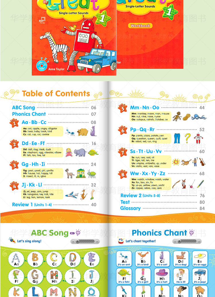 Phonics自然拼读课-美国原版教材  pdf+音频下载 英语教材Sounds great 12345级别小学英文音标字母发音phonics自然拼读1-5级别全套课本练习册儿童启蒙音标语音培训教材外国语