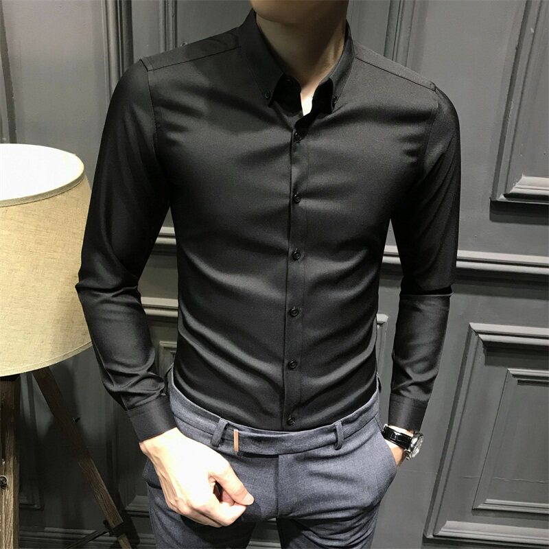 Hong Kong Chunqiu Ji Business Shirt Men's 2022 new Korean version of men's long sleeve shirt trend free of ironing inch clothes