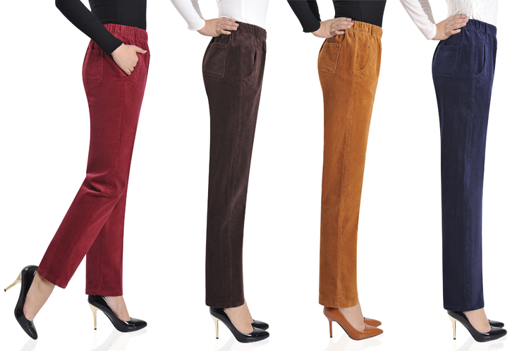 2018 thu đông trung niên quần cashmere nữ trung niên với quần cạp cao ống quần dài cạp chun cạp chun quần co giãn nữ áo kiểu nữ trung niên