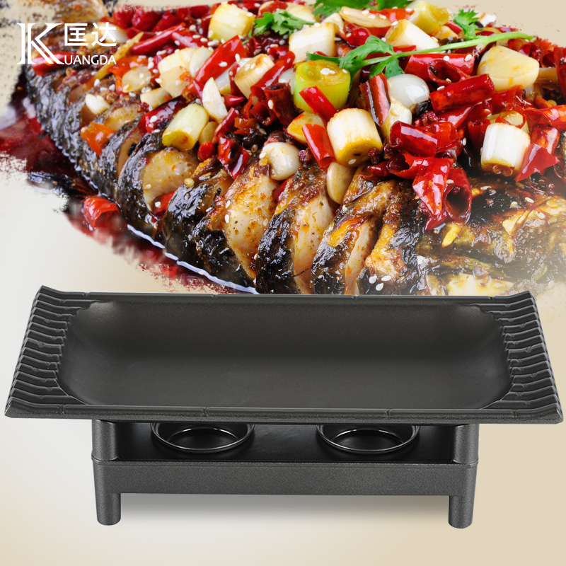 Creative Non Stick Toasted Fish Oven Sun Style Bamboo Raft Oven Alcohol Stove Aluminum Pottery Plate Grilled Fish Pan Barbecue Grill string insulation tray