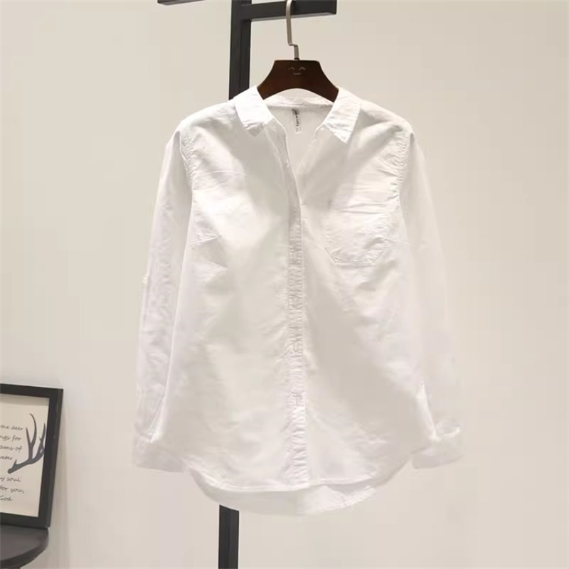 Trendy Brand Thin Shirt for Women 2026 Spring and Autumn New Design Niche White Loose Long-Sleeve Base Shirt Trendy Brand Thin Shirt for Women 2026 Spring and Autumn New Design Niche White Loose Long-Sleeve Base Shirt