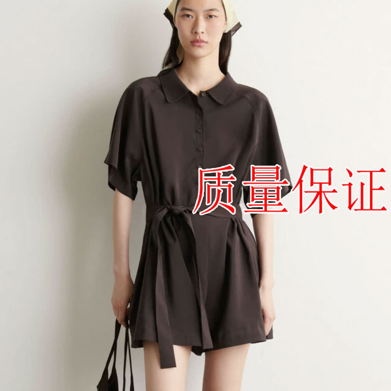 Original Cs Women's Clothing Standard Fit Tie-Front Jumpsuit Dark Brown 2026 Summer New Product 1341841001