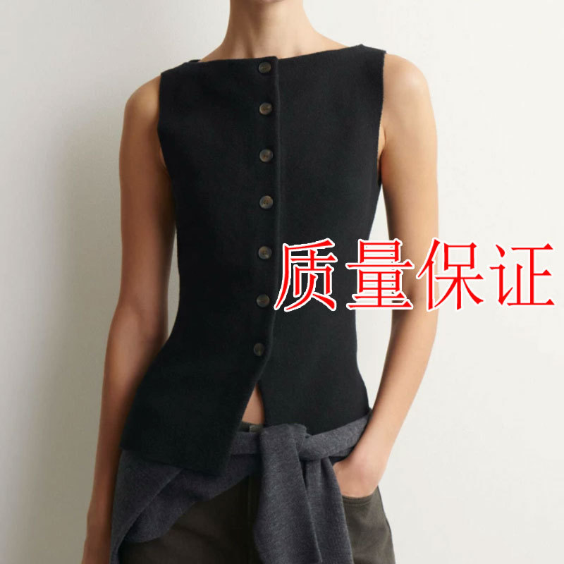 Original Cs Women's Clothing Slim-Fit Button Vest Black 2026 Summer New Product 1333858001 Original Cs Women's Clothing Slim-Fit Button Vest Black 2026 Summer New Product 1333858001