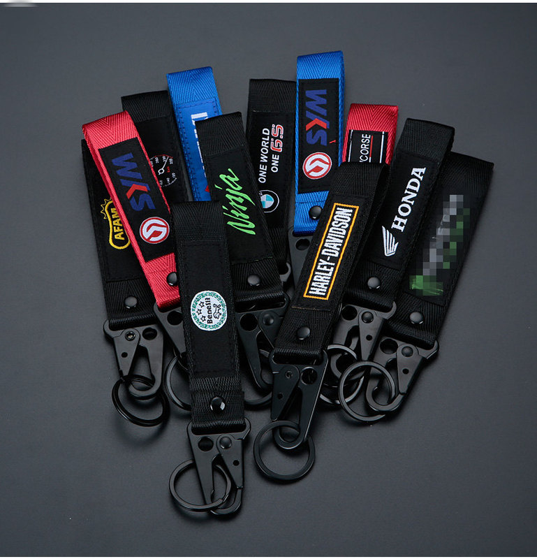 Personalized Creative Motorcycle Keychain for Men, Motorcycle Pendant, Embroidered Anti-Lost Number Plate, Modified Lanyard