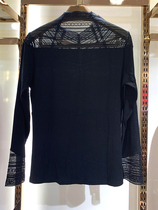 Bo Ke Lady Spring and Autumn Small Half Neck Thin Lace Ribbed Long Sleeve base shirt Top