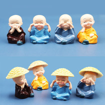 Cute Q Meng little Monk cartoon ornaments Resin toys Micro landscape miniatures car cake desktop toys