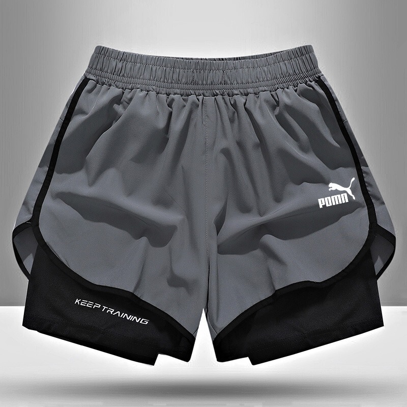 Two-Piece Athletic Shorts Anti-Exposure Gym Shorts for Men and Women, Couple Yoga Swim Shorts, Student Sports Quick-Dry Shorts