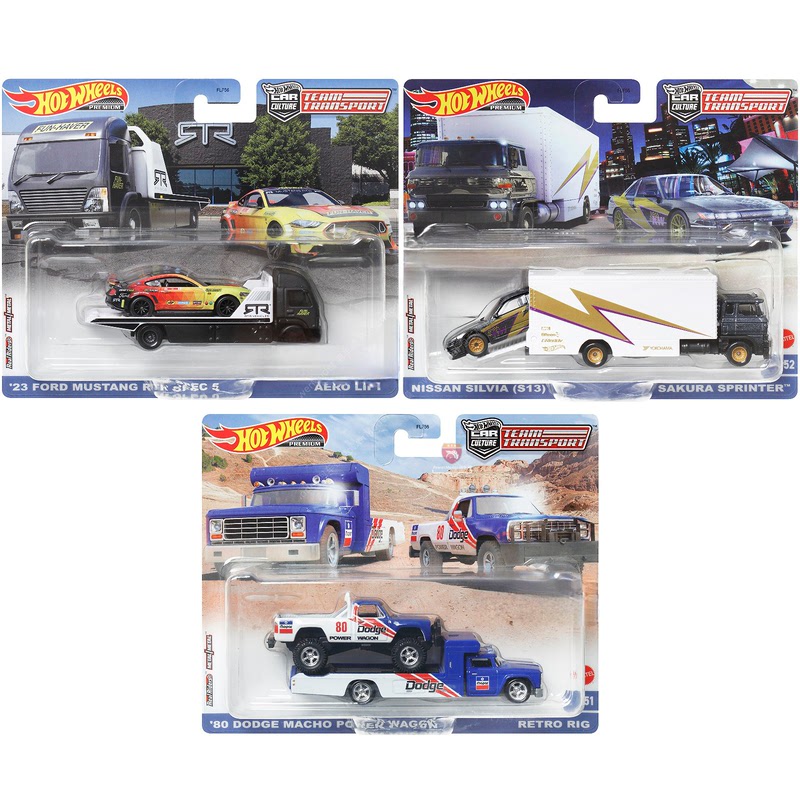 Hotwheels Hot Wheels Transport Team 2023Mix1 Set S13 Mustang Dodge Pickup Alloy Car Model