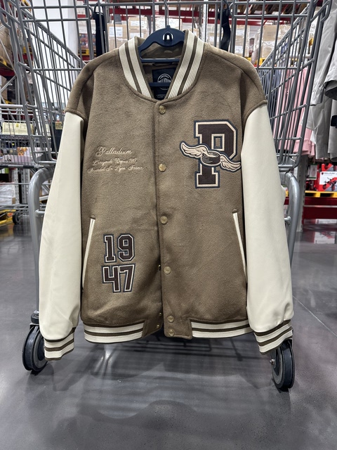 Sam's Domestic Purchasing Agent Palladium Men's Baseball Jacket with Short Plush Lining for Warmth