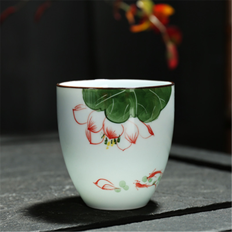 Đồ gốm cổ Trung Quốc vẽ tay hai hoặc hai ly rượu vang trắng đặt ly nướng ly uống rượu đặt hầm rượu nhỏ - Rượu vang ly vang