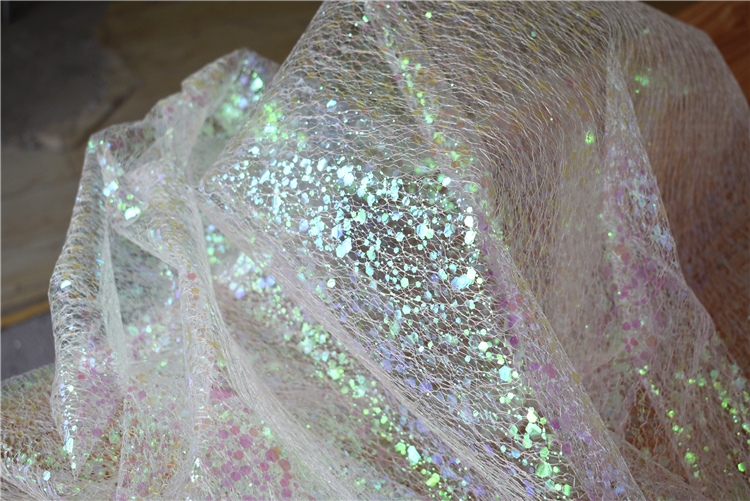 Sáng tạo ngôi sao sợi laser ảo ảnh sequin thiết kế lưới sợi ảnh thời trang đầy màu sắc trang trí đám cưới vải nền - Vải vải tự làm