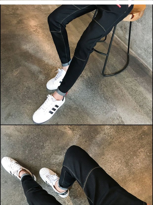 Quần denim nam thanh niên Phiên bản Hàn Quốc của quần dài harem quần dài sinh viên giản dị mùa thu và mùa đông quần dài quần jean nam đẹp