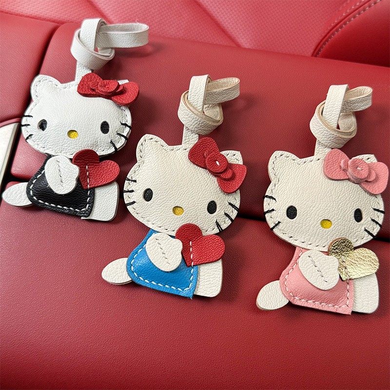 hellokitty猫真皮包包小挂件书包挂饰皮质玩偶手工可爱车钥匙扣女-阿里巴巴