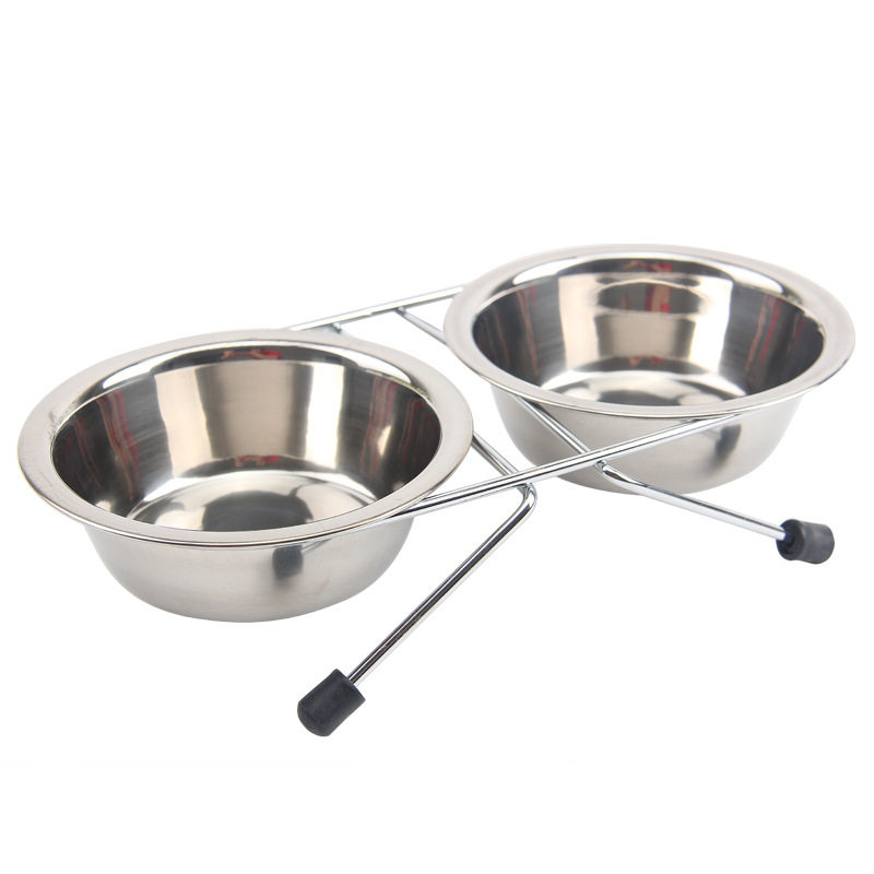 Stainless steel pet bowl with non slip bracket dog bowl medi