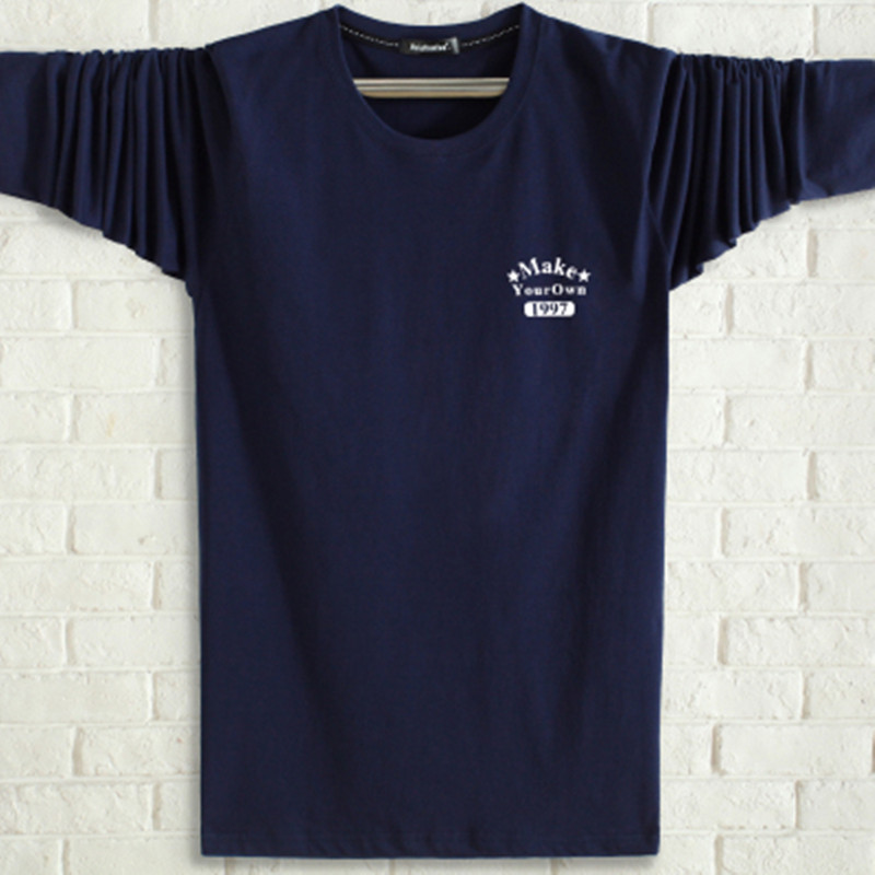 Áo thun dài tay nam XL trung niên cotton rộng rãi quần áo mùa thu béo béo 6XL áo thể thao đáy shirt versace