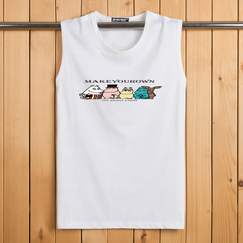 Áo vest nam mùa hè cotton cổ tròn vai rộng Áo thun nam cộng với phân bón XL vest mỏng phần vest căng - Áo vest cotton áo ba lô nam