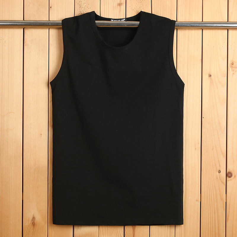 Áo vest nam mùa hè cotton cổ tròn vai rộng Áo thun nam cộng với phân bón XL vest mỏng phần vest căng - Áo vest cotton áo ba lô nam