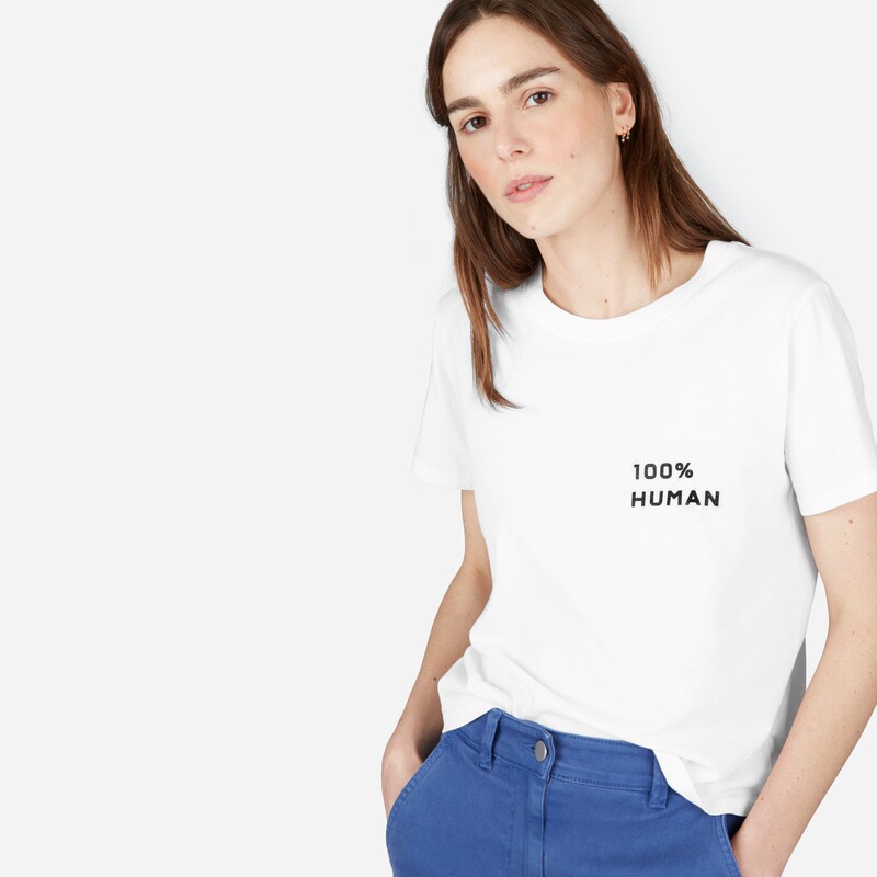 Minimalist Solid Color Style Everlane Pure Cotton Women's T-Shirt Simple Casual Top Korean Version Versatile Printed Short Sleeves