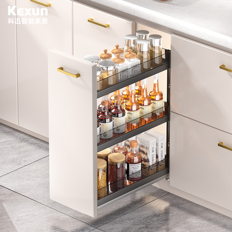 Kexun Kitchen Side Pull Basket Cabinet Drawer Spice Rack Storage Narrow Cabinet Shelf Large Capacity