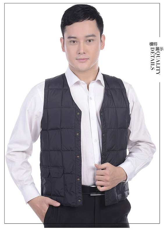 Áo vest nam cotton mùa đông dày vest vai trung niên cổ chữ V lỏng lẻo bên ngoài mặc vest nam vest ấm áp ao ba lo nam