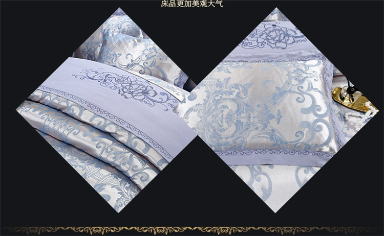 gia đình châu Âu bốn tấm bông cotton satin jacquard cưới thêu giường chăn 1.8m2.0 mét - Bộ đồ giường bốn mảnh