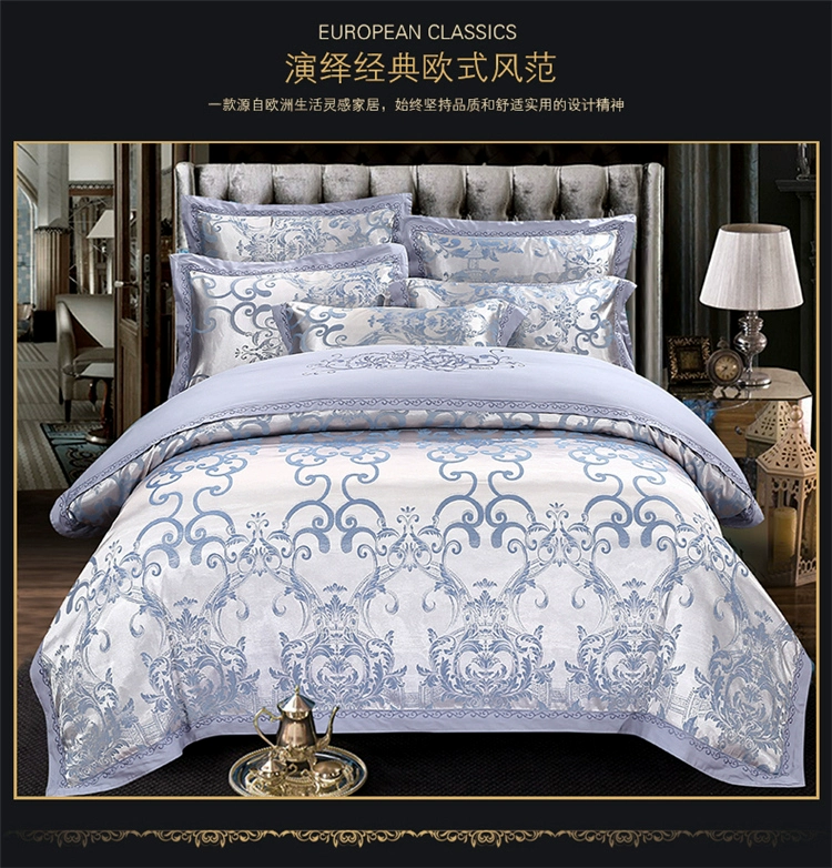 gia đình châu Âu bốn tấm bông cotton satin jacquard cưới thêu giường chăn 1.8m2.0 mét - Bộ đồ giường bốn mảnh