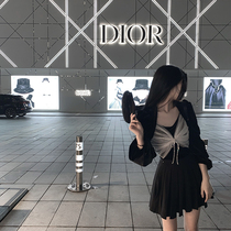 OKMA velvet long-sleeved T-shirt womens autumn 2021 new slim mesh stitching bow fake two-piece top sexy