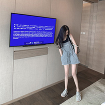 Bib pants womens summer 2021 new Korean loose high waist suspender jumpsuit net red gray casual shorts