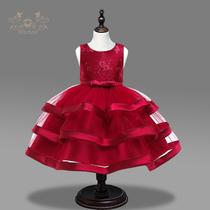 Girls Dresses Princess Dresses Girls Puff Yarn dresses Flower girl dresses Female host catwalk piano performance clothes