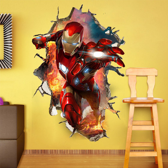 Large children's room Iron Man 3d three-dimensional wall stickers decorative painting Avengers alliance environmental protection stickers boys' room stickers