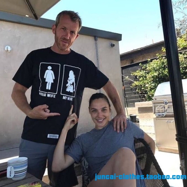 Gal Gadot's Wonder Woman Husband's Same Style Justice League My Wife Your Wife Pure Cotton Short-Sleeved T-Shirt Gal Gadot's Wonder Woman Husband's Same Style Justice League My Wife Your Wife Pure Cotton Short-Sleeved T-Shirt
