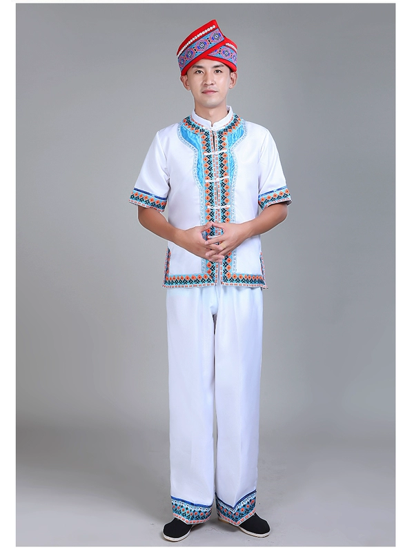 Trang phục Miao mới Vân Nam trang phục múa thiểu số Quảng Tây Zhuang dành cho người lớn Tujia trình diễn trang phục nam áo dân tộc