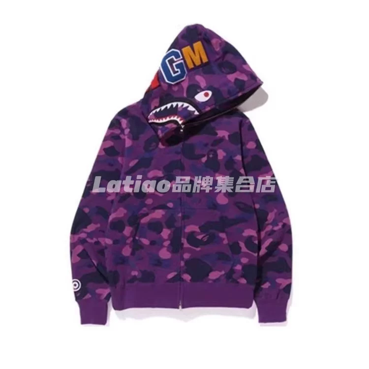 Spot BAPE ABC CAMO SHARK Newjeans в том же стиле 25 новая камуфляжная акула толстовка куртка