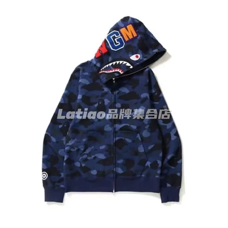 Spot BAPE ABC CAMO SHARK Newjeans в том же стиле 25 новая камуфляжная акула толстовка куртка