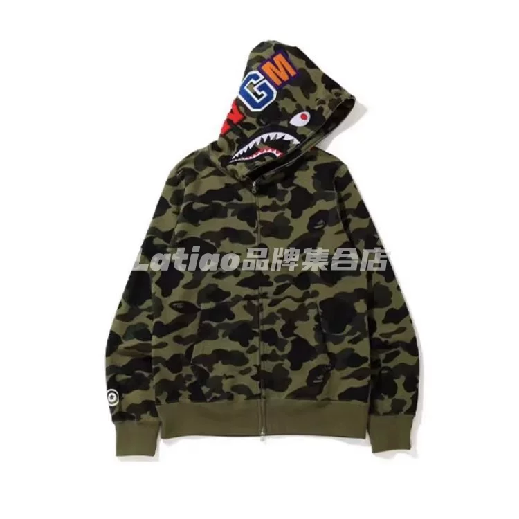Spot BAPE ABC CAMO SHARK Newjeans в том же стиле 25 новая камуфляжная акула толстовка куртка