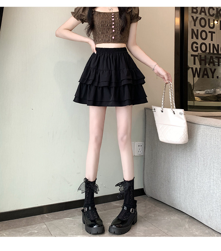 女装 三段ティアードフリル付きミニ丈スカート