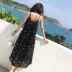 Star Chiffon Dress Hoa dài tay Beach Dress Sling Dress Loose Thin Kỳ nghỉ lễ váy maxi trắng Váy dài