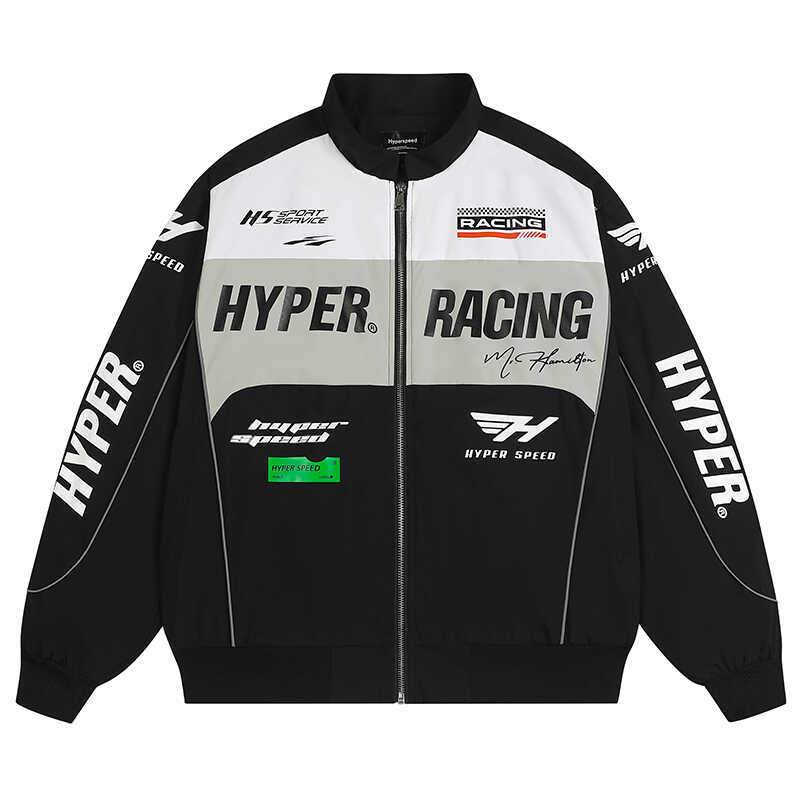 Spring and Autumn American Retro Motorcycle Stand-Up Collar Baseball Jacket Loose Racing Jacket Coat Unisex Street Windproof Top