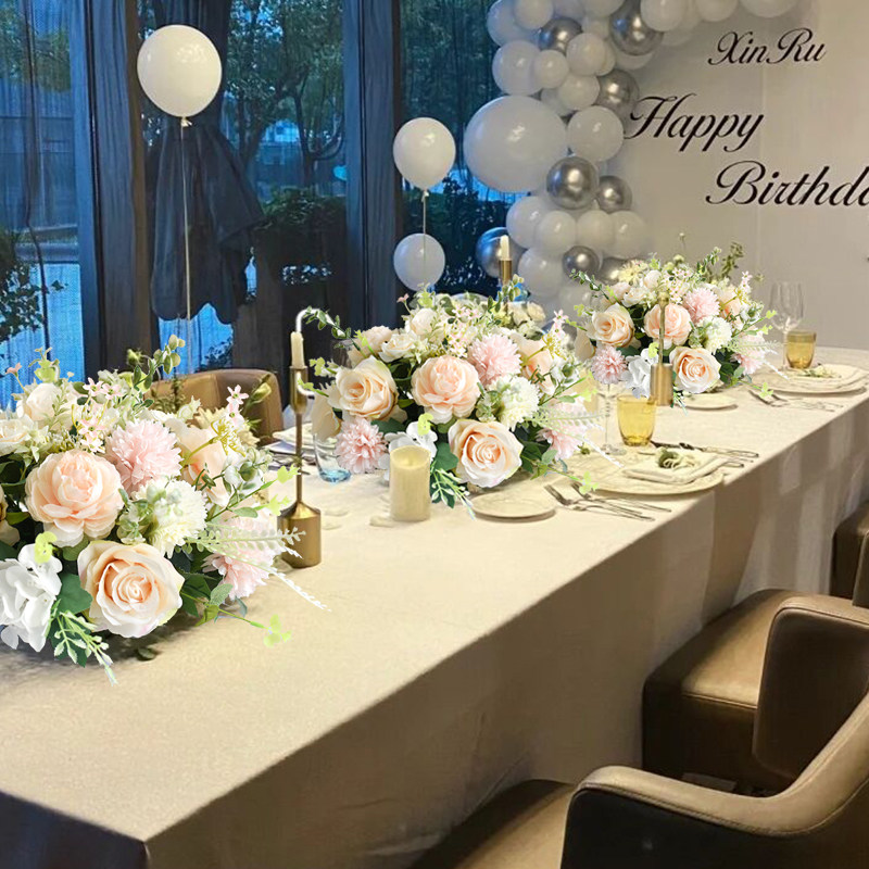 Round Small Table Flower Fake Flower Emulation Flower Hotel Birthday Banquet Dining Room Dining Room Tea Table Tabletop Activity Decoration Floral