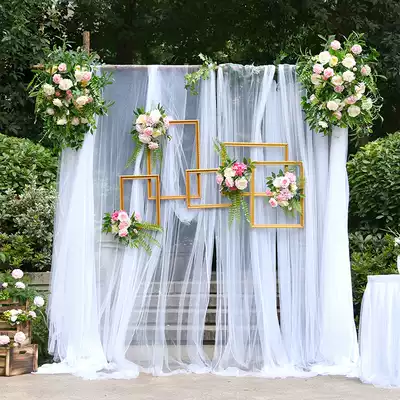 Wedding flower row flower wall lawn outdoor wedding decoration props simulation silk flower arch wooden frame welcome stage set