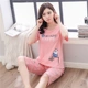 Quần crop top Quần lửng cotton nữ mùa hè tay áo ngắn dễ thương hoạt hình phục vụ tại nhà phù hợp với mùa xuân hè mặc